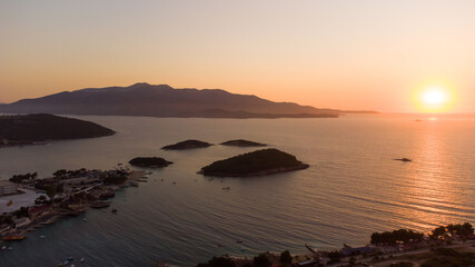 Obraz premium sunset on Albania beach shiny