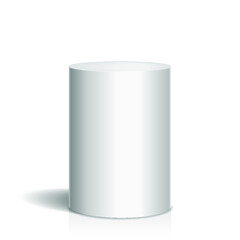 White cylinder isolated on a white background. 3d rendering