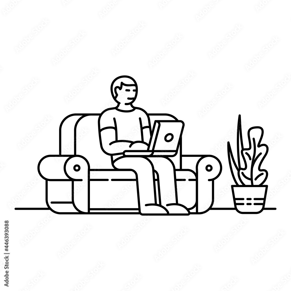 Poster home sofa working icon. outline home sofa working vector icon for web design isolated on white backg
