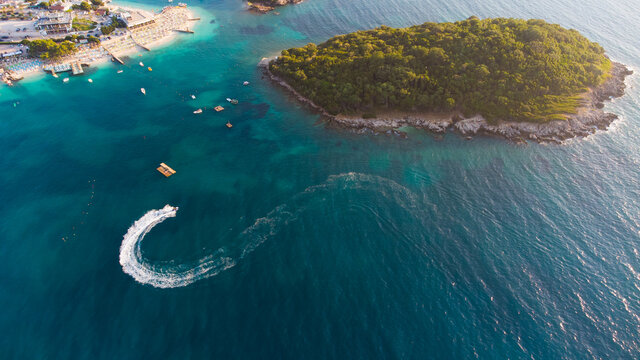 Beautiful sandy Ksamil beach in Albania.