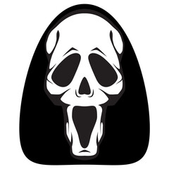 Black and white human skull icon. Symbol or emblem for logo or tattoo.