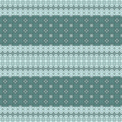 Multicolored striped borders seamless texture with patterns of various mosaic shapes. Design for wallpapers, carpets, linoleum, blankets, fabrics, curtains, packaging and other home decor.