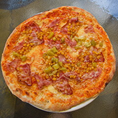 Pizza in a pizzeria in Lackenhof, Austria, Europe
