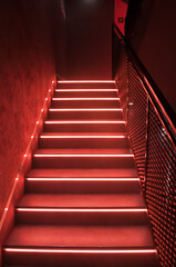 Red stairs with led light