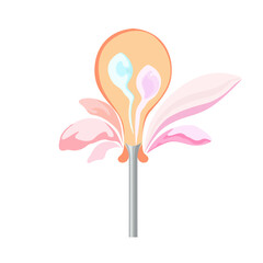 IVF conception. Female organs in the form of a flower. Child reproductive conception concept. Template for a logo. Vector illustration.

