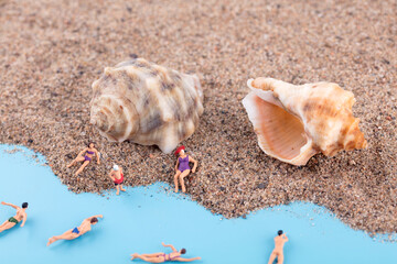 Miniature dolls for swimming and leisure at the beach