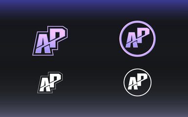 AP letter logo with gaming style and contemporary colors
