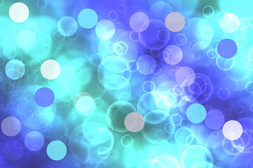 Abstract blurred fresh vivid spring summer light delicate pastel blue turquoise bokeh background texture with bright circular soft color lights. Card concept. Beautiful backdrop illustration.