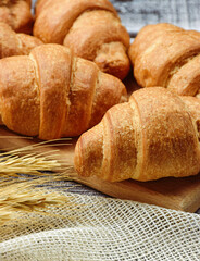 Fresh Baked Croissants. French and American  Baked Pastries .Tasty homemade buttery croissants cake. Home bakery.