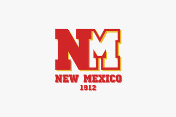 New Mexico Inscription and Founded 1912. Illustration.