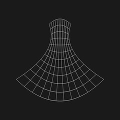 Retrofuturistic laterally compressed grid. Cyber design element. Grid in cyberpunk 80s style. Cyber geometry for poster, cover, flyer, merch in retrowave style. Vector