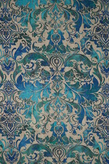 pattern with blue flowers on fabric