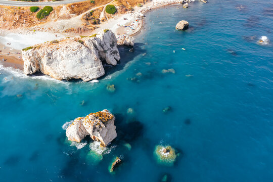 Perta tou Romiou beach in Cyprus, aerial view