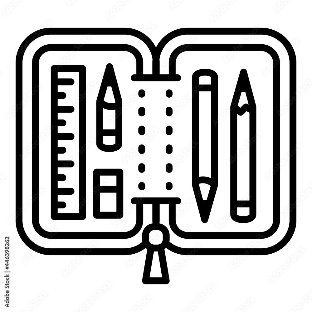 Aufkleber open pencil case icon. outline open pencil case vector icon for web design isolated on white backgro