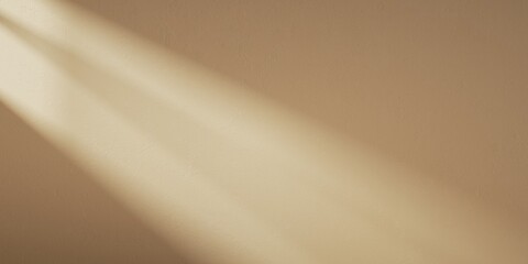 Fototapeta na wymiar 3d render, abstract beige background. Sunlight rays shining on the empty wall