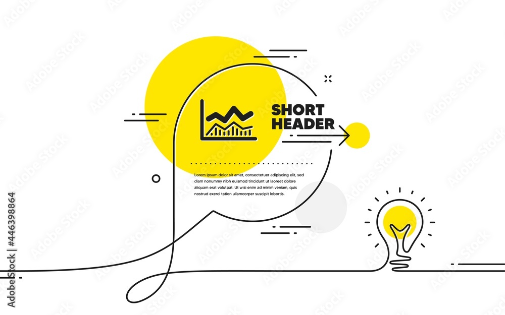Poster line chart icon. continuous line idea chat bubble banner. financial growth graph sign. stock exchang
