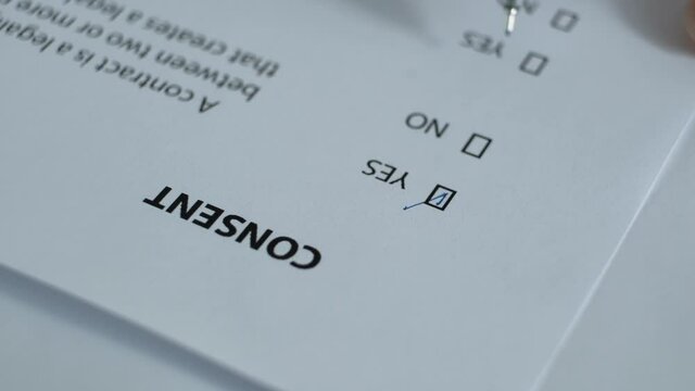 Reading documents on informed consent to the processing of personal data.