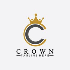 Fototapeta premium C initial Crown logo designs vector illustration design