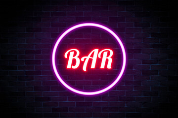 Bar neon sign the banner, shining light signboard collection.