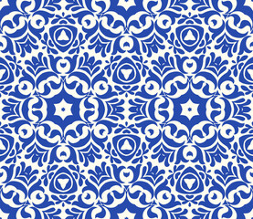 Decorative vector seamless pattern with ornamental shapes, arabesque background design. 