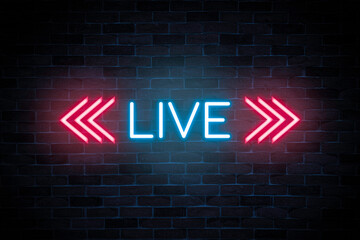 Live neon sign the banner, shining light signboard collection.