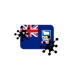 Falkland Islands hit by Coronavirus. Covid-19 impact nationwide. Virus attack on Falkland Islands flag concept illustration on white background
