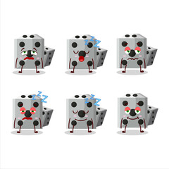 Cartoon character of white dice new with sleepy expression