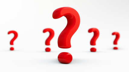 3d illustration. Large Red question mark. Isolated on white background.