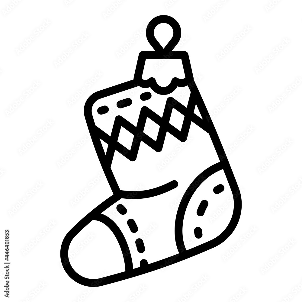 Poster christmas red sock tree toy icon. outline christmas red sock tree toy vector icon for web design iso