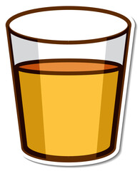 Sticker glass of orange juice on white background