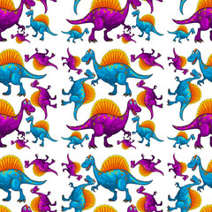 Seamless pattern with fantasy dinosaurs cartoon