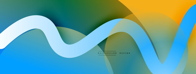 Abstract gradient background with wave line with shadow effect. Geometric composition. 3D shadow effects and fluid gradients