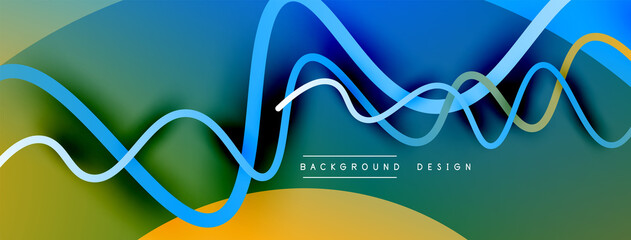 Abstract gradient background with wave line with shadow effect. Geometric composition. 3D shadow effects and fluid gradients