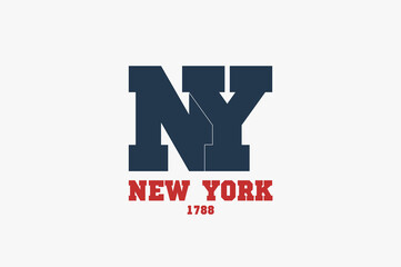 New York Inscription and Founded 1788. Illustration.
