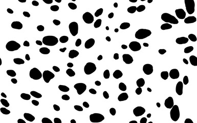 Abstract modern dalmatian fur seamless pattern. Animals trendy background. Black and white decorative vector illustration for print, card, postcard, fabric, textile. Modern ornament of stylized skin