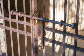 antique medieval metal bar door