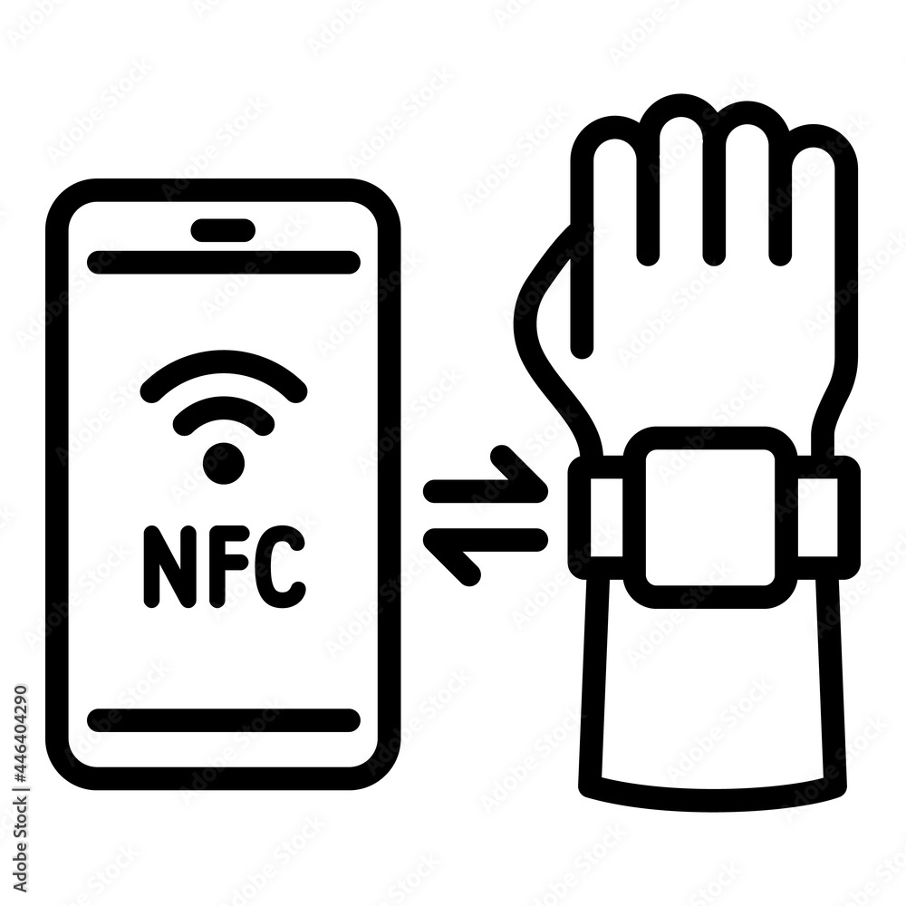 Poster smartwatch smartphone nfc icon. outline smartwatch smartphone nfc vector icon for web design isolate