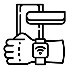 Nfc door lock icon. Outline nfc door lock vector icon for web design isolated on white background