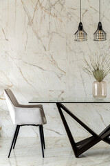 Elegant chair and modern dining table