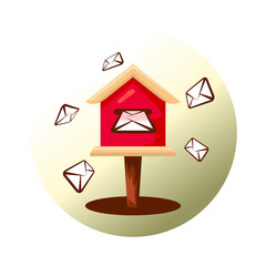 Mailbox with envelopes around it, Marketing e-mail illustration. web post vector
