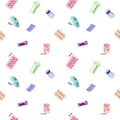 bright seamless pattern with pills on background