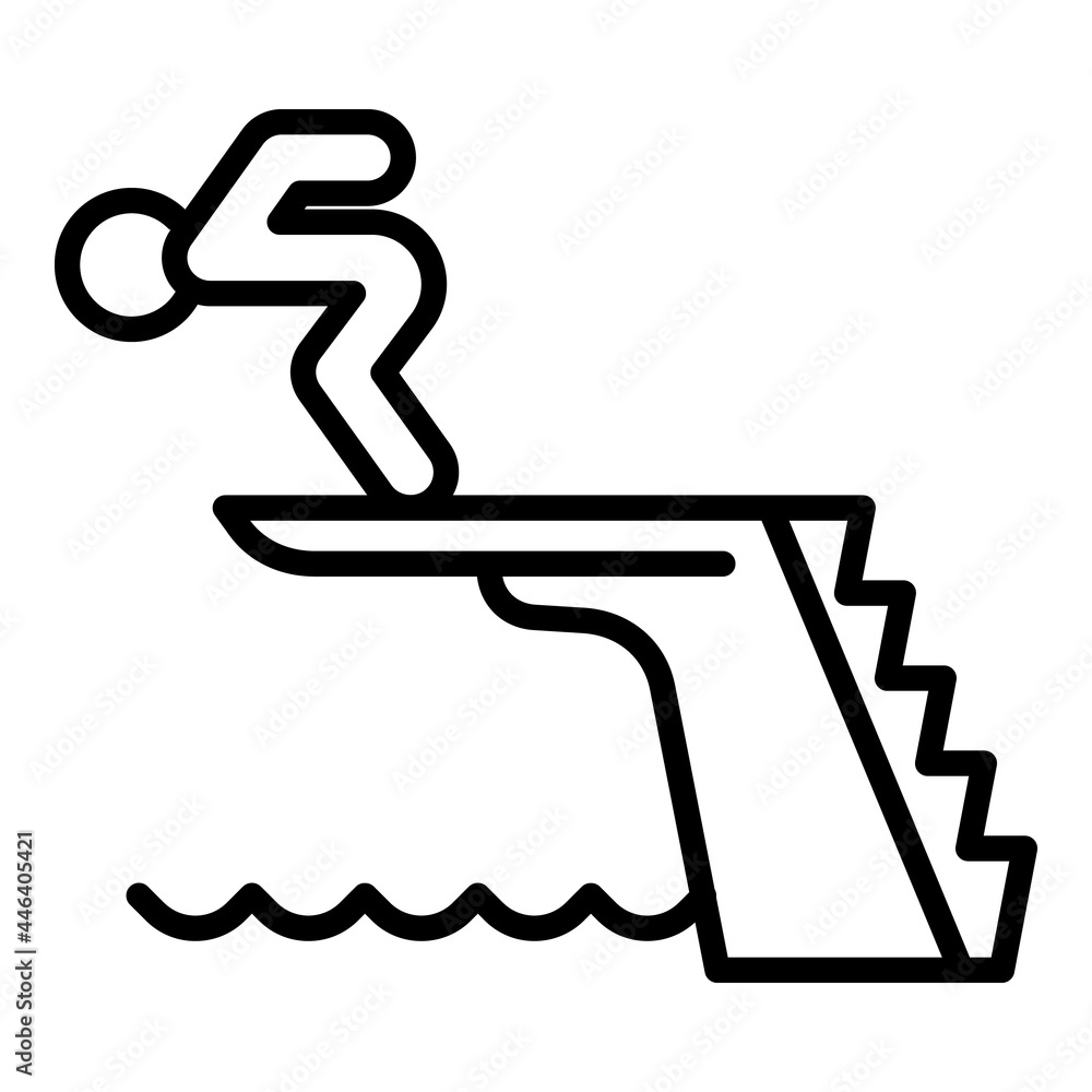 Poster man jump in pool icon. outline man jump in pool vector icon for web design isolated on white backgro