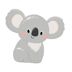Obraz na płótnie Canvas Vector illustration of cute koala isolated animal in cartoon style on white background. Use for kids app, game, book, clothing print T-shirt print, baby shower.