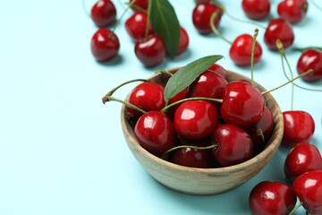 Concept of sweet berry with red cherry