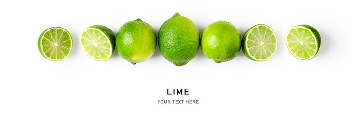Fresh limes composition and creative banner