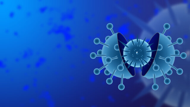 3d illustration covid-19 model concept mutant or coronavirus virus new variant case of respiratory epidemic or damage the lungs on dark blue tone background