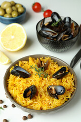 Concept of delicious food with Spanish Paella