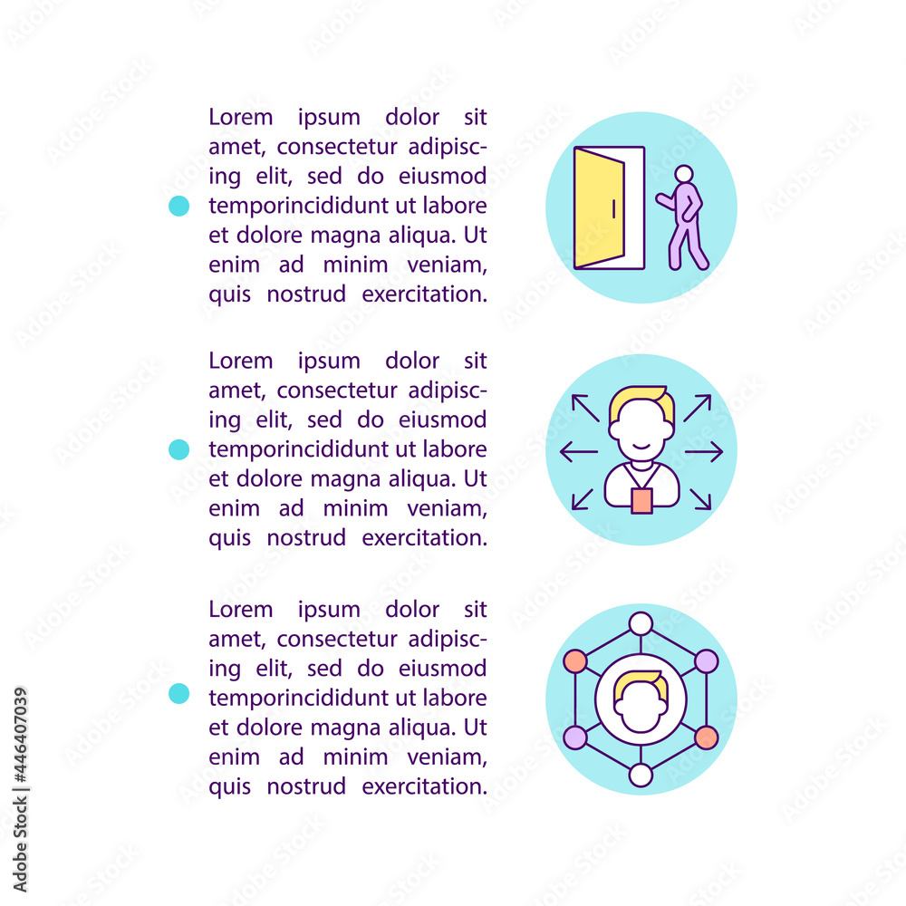 Poster unlock new opportunities concept line icons with text. ppt page vector template with copy space. bro