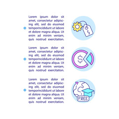 Paid and unpaid internship concept line icons with text. PPT page vector template with copy space. Brochure, magazine, newsletter design element. Opportunity to students linear illustrations on white - obrazy, fototapety, plakaty