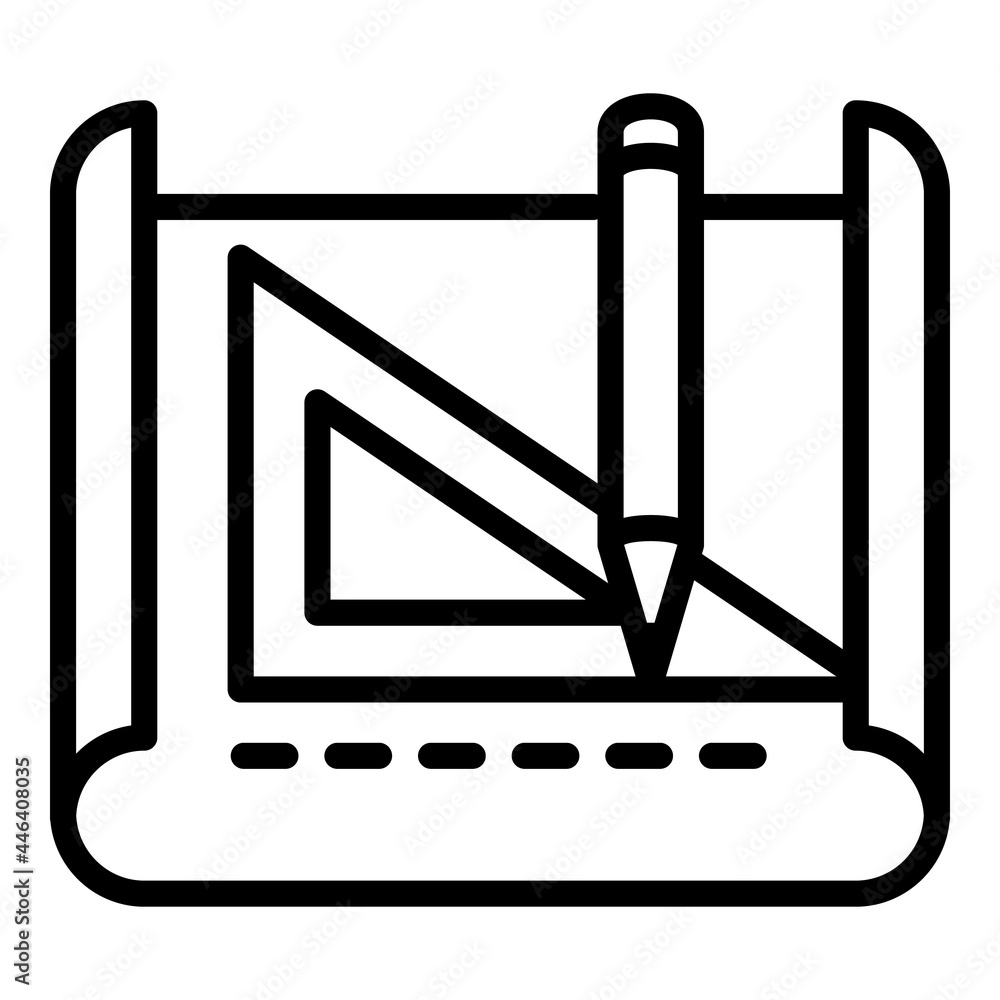 Poster architect pencil angle ruler icon. outline architect pencil angle ruler vector icon for web design i